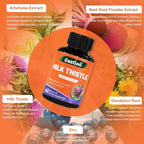Milk Thistle Supplement,60 Capsules - 380mg Extract & 80% Silymarin Standardized, Liver Support Supplement, Vegan, Non-GMO