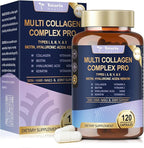 18-in-1 Collagen Pro with Hyaluronic Acid, Keratin, Biotin, VIT A C & E for Skin, Hair, Nails, Joint & Beauty - Multi Collagen Peptides Capsules with Type I II III V & X for Women & Men - 120 Caps