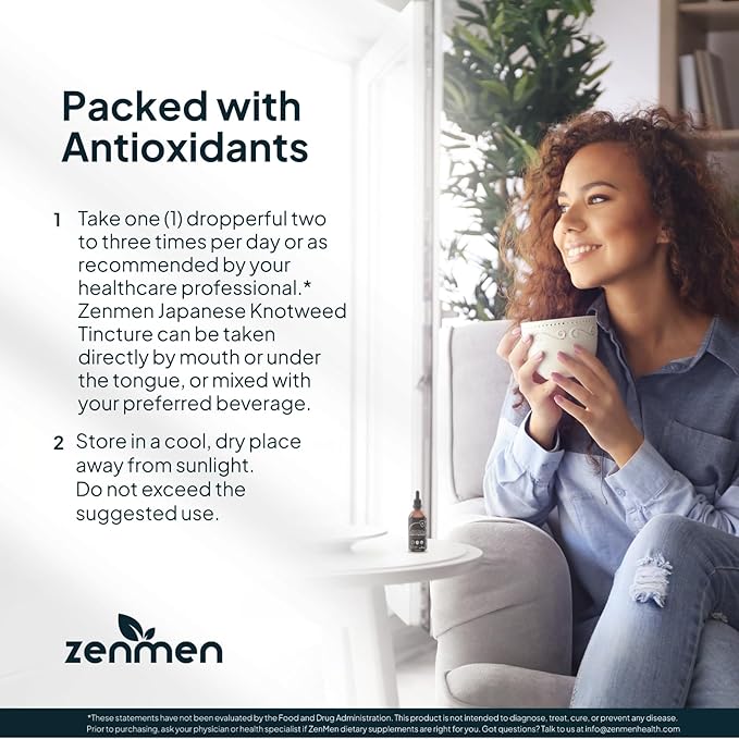 Zenmen Japanese Knotweed Premium Resveratrol USDA 3rd Party Tested Tincture 60ml/2.32 Oz - 1:3 Clinical Strength Ratio - Tick Wellness Aid and Immune Support Supplement - Made in The USA