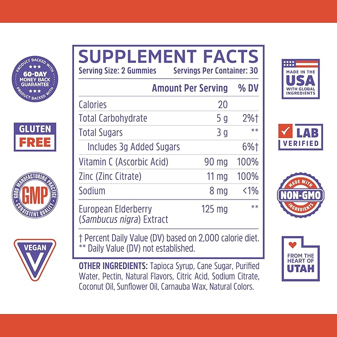 ZHOU Immune Support Bundle - Elder-Mune Elderberry & Vitamin C Gummies for Adults & Kids, Daily Natural Immune Support Supplements for Women & Men - 60 Elderberry & 60 Vitamin C Gummies
