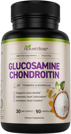 Nature's Base Glucosamine Chondroitin MSM Collagen - Joint Support Supplement for Mobility, Flexibility, & Comfort - with Turmeric, Boswellia - for Men & Women - 90 Capsules
