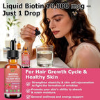 Pure Biotin 10000mcg Liquid Drop Optimal Solutions Hair Skin & Nails Vitamins Support w. Collagen Keratin Hyaluronic Acid Saw Palmetto, Biotin(Vitamin B7) for Hair Growth & Cellular Energy