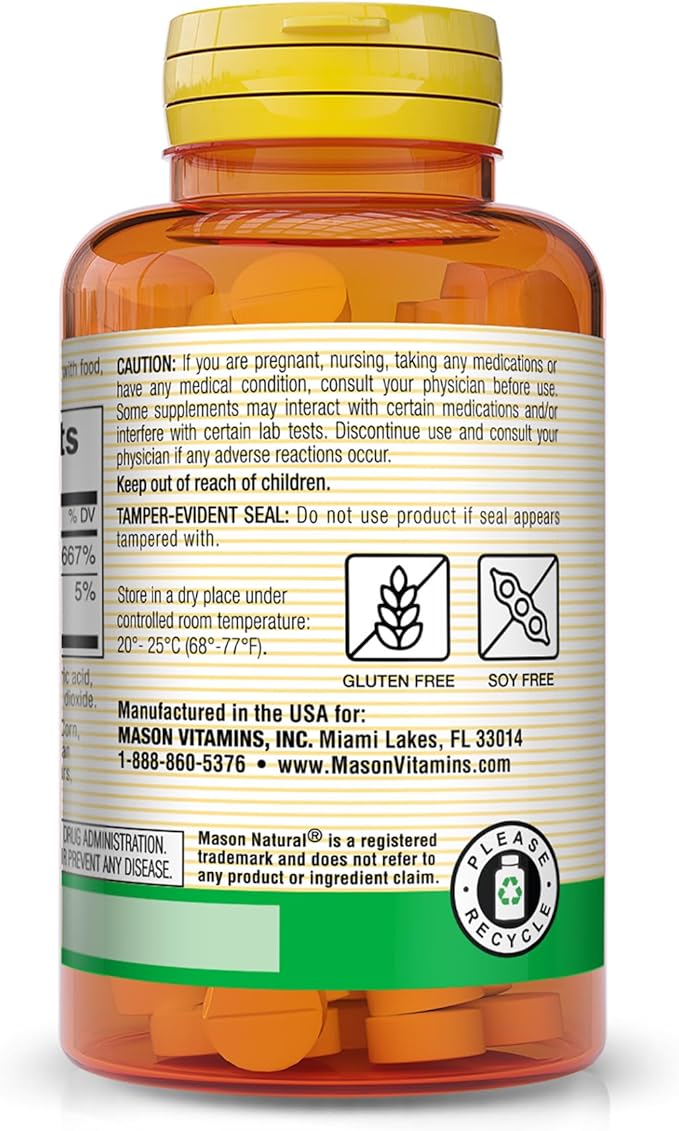 MASON NATURAL Biotin 800 mcg, Hair, Skin & Nail Health Support, High Potency Vitamin B7 Supplement, 60 Tablets (Pack of 3)