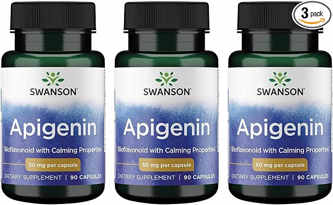 Swanson Apigenin Bioflavonoid Supplement for Adults Seeking Natural Sleep, Relaxation, and Stress Relief Support - 50 mg (90 Vegan Capsules, 3 Pack)