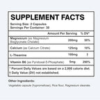 Chelated Magnesium Bisglycinate 200mg - High Absorption Mag Glycinate with L-Theanine, Calcium & Vitamin B6 (P5P) - Supports Calm, Nighttime Relaxation & Muscle Health - 60 Capsules