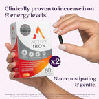 Active Iron Supplement 25mg, Clinically Proven to Increase Iron & Energy Levels, Maximum Absorption, Gentle, Non-Constipating, Avoids Nausea & Side Effects, 120 On-the-Go Foil Protected Capsules