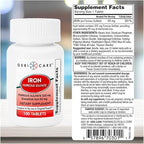 GeriCare Ferrous Sulfate Tablets 325mg, Elemental Iron 65 mg High Potency Iron Supplement | Dietary Supplement 100 Count. (Pack of 1)