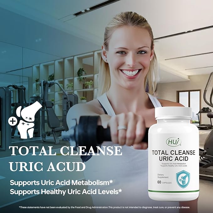 HUJ Total Cleanse Uric Acid - Uric Acid Cleanse Supplement - with Tart Cherry, Celery Seed, Marine Active 10 and Chrysanthemum Extract - Supports Joint and Kidney Health* - 60 Capsules