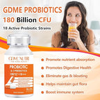 Probiotic Capsules, 90 Capsules 180 Billion CFU 18 Strains, Contains 3 Prebiotics, for Men & Women, Once Daily Probiotic Dietary Supplement, Boosts Digestive and Immune Health