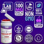 Magnesium Citrate Gummies for Kids & Adults - Sugar-Free, Vegan and Non-GMO for Better Sleep and Relaxation - Cherry Flavor with No Sugar Alcohol - 120 Count