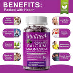 Plant Based Calcium Supplement with Vitamin D3,K2 Gummy for Bone Strength, Contains Whole Food Natural Minerals-Bone Health, Calm Mood & Sleep Support for Women & Men (2 Pack)