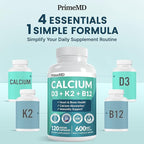 4-in-1 Calcium Supplements for Women and Men - Calcium with Vitamin D3 K2 5000 IU Supplement, 601mg per Serving for Heart, Bones & Body Defenses - Gluten-Free, Vegan-Friendly (240 ct)