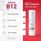 Vitamin B12 Spray 500 mcg (150 Servings) - Quick Absorption MHA Complex (Methylcobalamin, Hydroxycobalamin, Adenosylcobalamin) - Vegan, Non-GMO, Liquid B12 Supplement