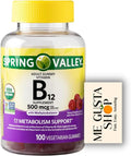 B12 500 mcg Spring Vallley Raspberry Flavor Gummy Vitamin B12 Gummies 100 ct (Pack of 1) + me Gusta Sticker