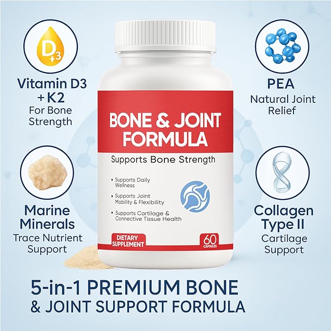 Shield Bone and Joint Formula - Enhanced Bone Support & Bone Health Supplement with Vitamin D3 & K2, 60 Capsules (1)