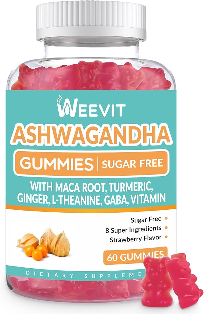 Ashwagandha Gummies, Ashwagandha with L-Theanine, Maca Root, Vitamin D for Women & Men