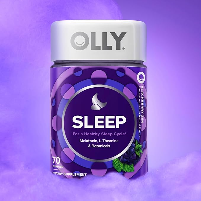 OLLY Max Strength Sleep Gummy,10mg Melatonin,L-Theanine,Chamomile,Lemon Balm,Sugar Free,Vegetarian Sleep Aid,Strawberry -,70 Count (Pack of 2)