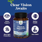 Bundle of Eye Health Supplement for Adults - Lutein 20mg Per Serving for Vision Dry Eyes and Blue Light Protection with Beta Carotene and Zinc 50mg Immune Support to Enhance Hair Skin and Nails