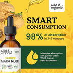 Wild & Organic Maca Root Drops for Women & Men - Mood, Focus, Active Lifestyle - Peruvian Maca Supplement - Vegan, Sugar & Alcohol-Free Tincture - 2 fl oz