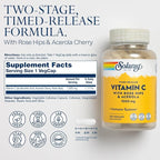 SOLARAY Vitamin C 1000mg - Time Release Vitamin C Capsules w/Rose HIPS and Acerola for Bioflavonoid Support - Two-Stage, All-Day Immune Support - Vegan, 60 Day Guarantee