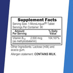 Superior Source No Shot Vitamin B12 Methylcobalamin 2,500 mcg, Quick Dissolve MicroLingual Tablets, 90 Count, Active Form of B12, Supports Energy Production, Nervous System Support, Non-GMO
