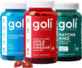 3 Bottles of Goli Favorites Bundle: Ashwagandha KSM-66, Apple Cider Vinegar, Matcha Mind Supplements with Cognizin, Vitamins D2 and B12