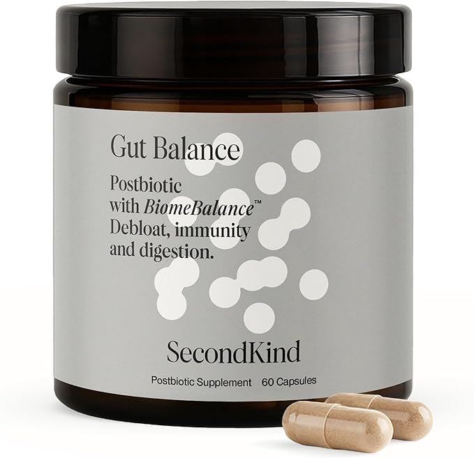 SecondKind Postbiotics Gut Health Supplement – Bloating Relief, Gut Health – Microbiome + Immune Support with BiomeBalance™ – 1000x More Active Ingredients Than Pre & Probiotics – 60 Capsules
