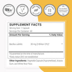 Supersmart - Bacillus Subtilis 3 Billion CFU per Day (High Potency) - Spore Probiotic Supplement | Non-GMO & Gluten Free - 60 DR Capsules