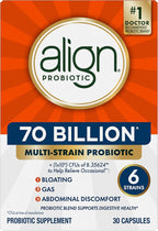 Align Probiotic, 70 Billion CFU, 6 Strain Blend, Probiotics for Women and Men, Daily Probiotics for Digestive Health, Helps Relieve Occasional Bloating & Gas 30 Capsules