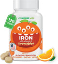 Kids Iron 10mg with Vitamin C 50mg Chewable Tablets - Tasty Natural Flavored - Vegan, Vegetarian, GMO-Free, Nut Free - Dietary Iron Supplement - Blood Formation for Children - 120 Chewables