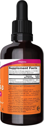 NOW Foods Supplements, Liquid Vitamin D-3, Strong Bones*, Structural Support*, 2-Ounce (Pack of 2)