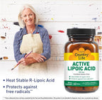 Country Life R-Alpha Lipoic Acid Complex 300mg - Alpha-Lipoic Acid 270mg & R-Lipoic Acid 30mg - Antioxidant Support - No Yeast, Corn, Wheat, Soy, Gluten, Milk - Alpha Lipoic Acid Supplement
