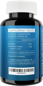 Neurogan Spermidine PRO Supplement Capsules - 50mg Per Serving, 60-Day Supply - Enhanced Absorption for Longevity Routine - Spermidine 3HCl Spermidine Supplements for Men & Women