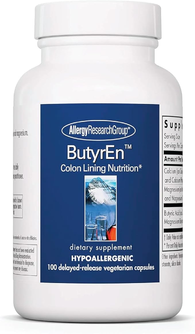 ARG ButyrEn Colon Lining Nutrition - Supports Gut and Colon Health - Digestive Support - Delivers 200 mg - Vegetarian & Hypoallergenic - 100 Servings - 100 Delayed-Release Capsules
