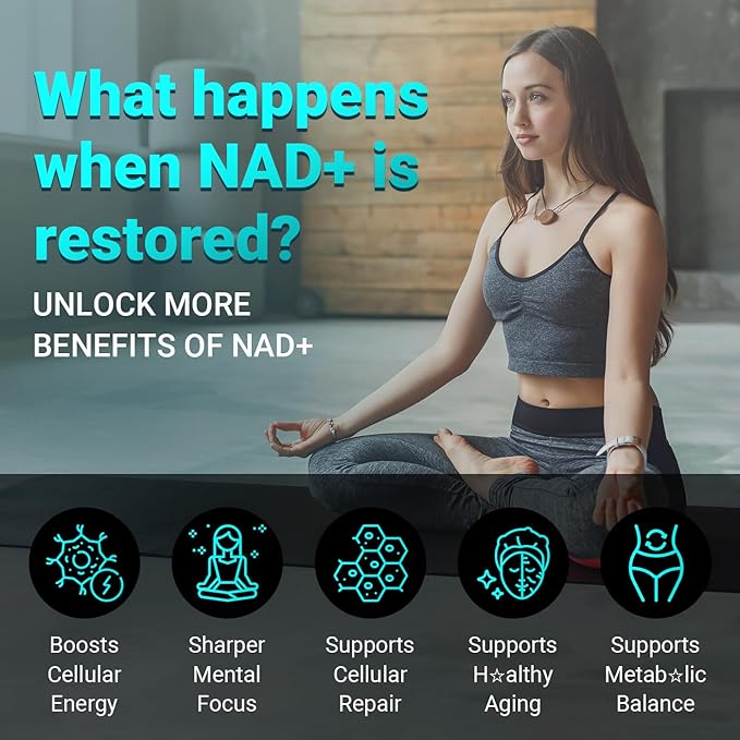 NAD Supplement 500mg, Liposomal NAD+ Supplement with Trans-Resveratrol for Women & Men, Vegan Non-GMO, 60 Capsules