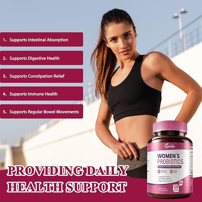 Women Probiotics 50 Billion CFU: Probiotics for Women with Prebiotics & Cranberry, 16 Strain Probiotic Supplement for Digestive Gut Health, Vaginal & Urinary Tract Support Vegan Probiotic 120 Capsules