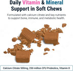 BariatricPal Sugar-Free Calcium Citrate Soft Chews | 500mg with Vitamin D & Probiotics | French Caramel Vanilla | 90 Count (1 Month Supply)