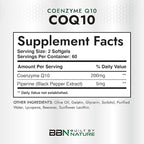 Built by Nature CoQ10 200 mg – Coenzyme Q10 with Olive Oil and Black Pepper for High Absorption – Supports Heart Health & Energy – Antioxidant Supplement– 2 Month Supply, 120 Softgels