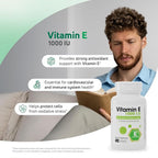 Nutra Vitamin E 1000 IU Softgels (as DL-Alpha-tocopheryl Acetate) – Antioxidant Support, Skin & Hair Health, 100 Softgels – Vitamin E Complex Formula