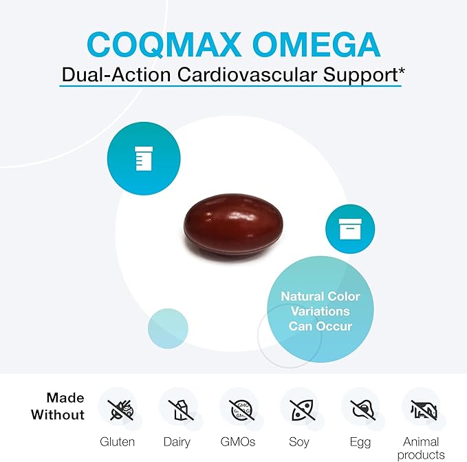 XYMOGEN CoQmax Omega 50 mg - Dual-Action Heart Health Support - CoQ10 Plus Fish Oil Omega-3 - MaxSimil Monoglyceride EPA DHA - Enhanced Absorption - 30 Softgels