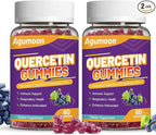 2 Pack Quercetin Gummies, 1000mg Quercetin with Bromelain Zinc Elderberry, Immune & Antioxidant Support, Vegan Gummies for Adults & Kids, 120 Count