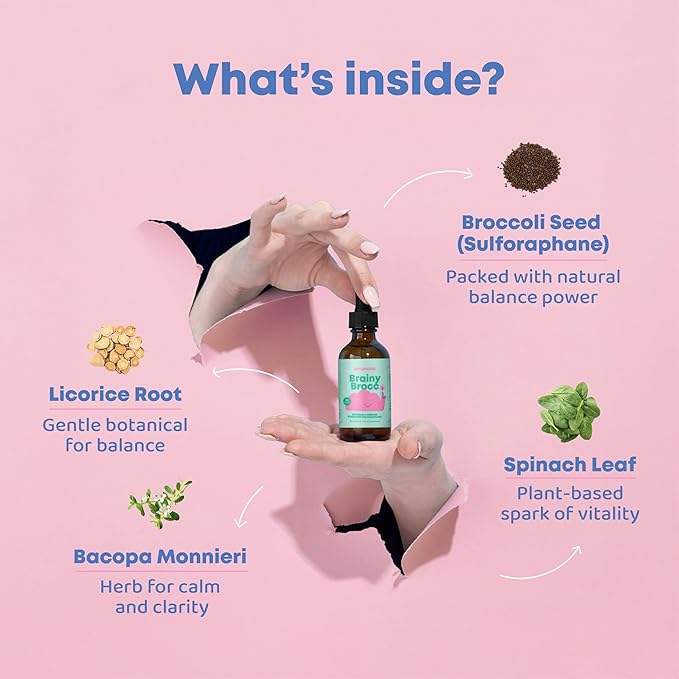 JoySpring Broccoli Supplement for Kids | Sulforaphane & Bacopa Monnieri Drops | Supports Cognitive Function | Vegan & Kid-Friendly