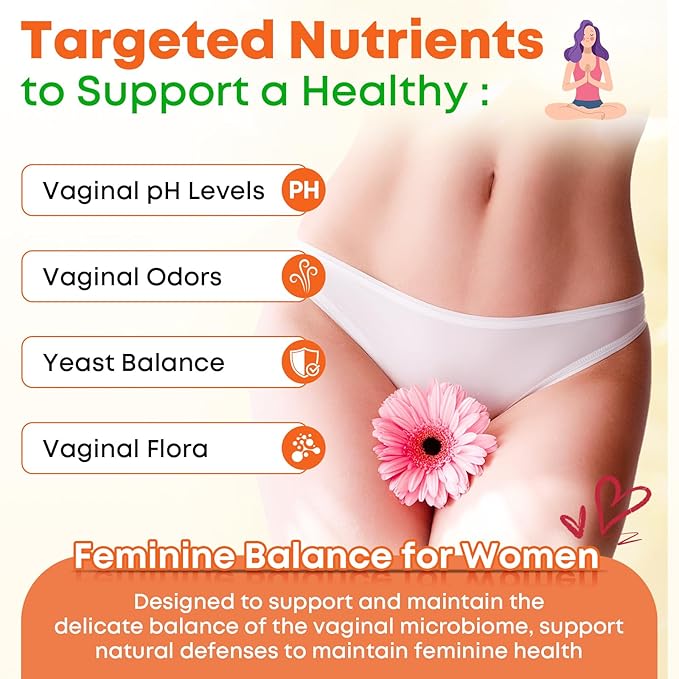 Sugar Free Feminine Balance Gummies for Women - Pineapple Gummies for Women PH Balance, Healthy Odor, Yeast Balance & Flora - Vegetarian Friendly - 60 Count