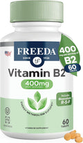 FREEDA Vitamin B2 400 mg Supplement with Riboflavin-5-Phosphate – High Potency B2 Vitamins Riboflavin 400mg per Serving for Energy, Metabolism & Nervous System – Vegan VIT B 2, Small Tablets (60 Ct)