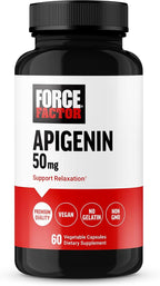 Force Factor Apigenin Supplement for Relaxation and Stress Support, Powerful Bioflavonoid and Antioxidant, Apigenin 50mg, Premium Quality, Vegan, Non-GMO, 60 Capsules (Packaging May Vary)