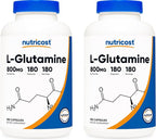 Nutricost L-Glutamine 800mg, 180 Capsules (2 Bottles)