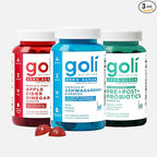 Goli Zero Sugar Trio - World's First 3-in-1 Pre, Post, Probiotic, Apple Cider Vinegar with Vitamin B12 and Probiotics, Ashwagandha & L-Theanine, Vitamin D Gummies, 90 Count (3-Bottle Set)