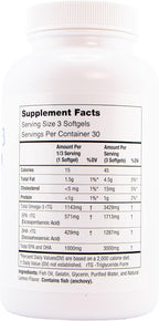 Oasis TEARS ON3000 Omega™ 3 Fish Oil 3000mg DHA & EPA Dietary Supplement | 90 Softgels | Non-GMO, Gluten-Free, Dairy-Free