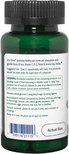 Vitanica Iron Extra, Iron Supplement Enhanced Absorption with Vitamin C 500mg, Methylfolate 400mcg, B12 Vitamin 500mcg, Calcium, Yellow Dock, Dandelion Root & Nettle Leaf Extract, Vegan, 60 Capsules