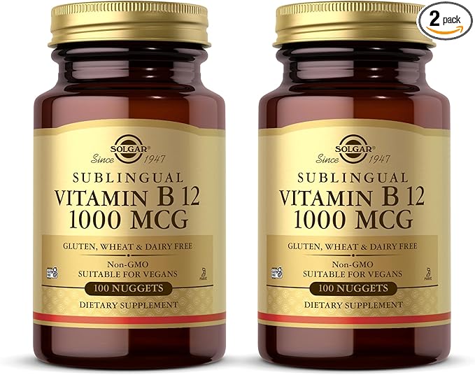 Solgar Sublingual Vitamin B12 1000 mcg - 250 Nuggets, Pack of 2 - Non-GMO, Vegan, Gluten Free, Dairy Free, Kosher - 500 Total Servings